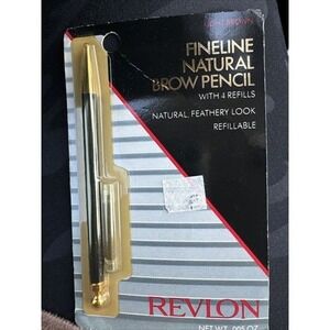 RARE Vintage‎ Revlon Fineline Natural Brown Pencil with 4 Refills LIGHT BROWN